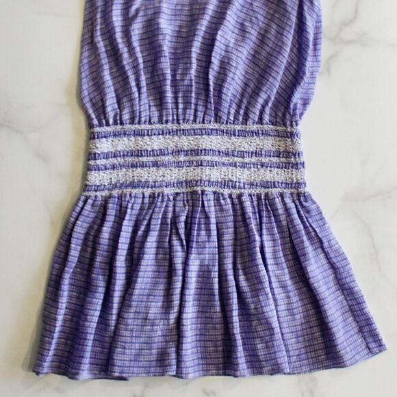 Thakoon Addition Silk Cinched Sheer Tunic/Dress in Blue/Purple Check Plaid - Picture 4 of 11